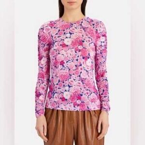 Stine Goya Carlin Floral Ruched Ruffle Long Sleeve Top, Size XS